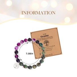 Agate Bracelet for Women Gifts 8mm Adjustable Woven Bracelets Meditation Bangle for Womens & Tree of Life Charm (purple, To Granny)