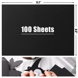 SallyFashion 100 Sheets Black Cardstock, 8.5 x 11 Inches Heavyweight Printer Paper for Art and Crafts, 230GSM