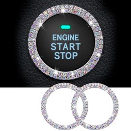 Whaletail Whaletail 2PCS Bling Crystal Rhinestone Car Engine Start Ring Stickers, Key Ignition & Knob Ring Decoration, Push Start Button Bling Ignition Ring Stickers for Women