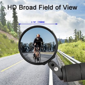 Bike Mirror, Bicycle Mirrors for Handlebars with 360-Degree Rotation and Unbreakable Convex Rearview Lens for Safe Cycling (2 Sets)