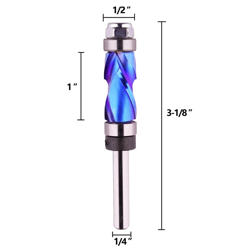 Jiiolioa Top & Bottom Bearing Compression Flush Trim Router Bit