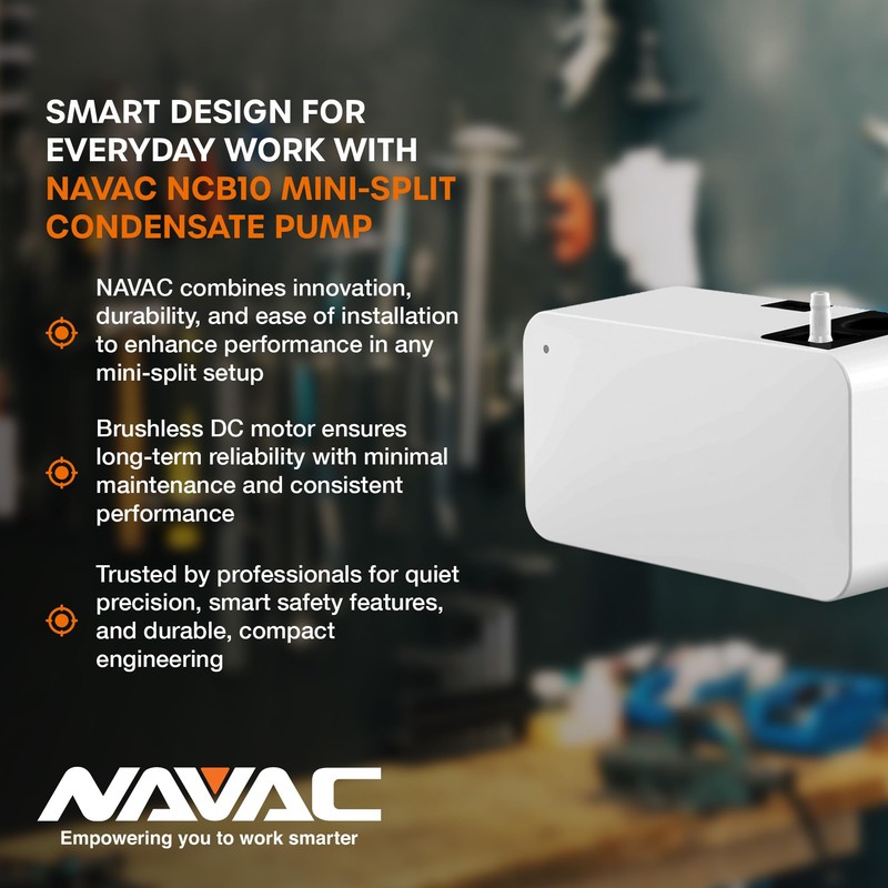 NAVAC NCB10 Mini-Split Condensate Pump - Ultra Quiet Design, HVAC