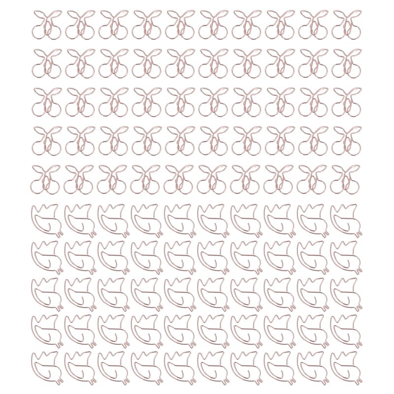 100Pcs Cute Paper Clips Cherry Hummingbird Style Electroplated Metal Gold