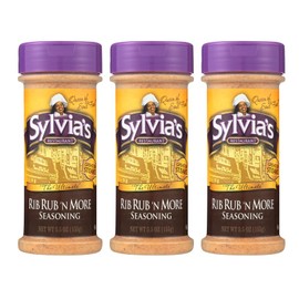 Sylvia’s Rib Rub ‘n More Seasoning, Best BBQ Rub for Ribs, Steak, Pork Chops and More, 5.5oz (Pack of 3)
