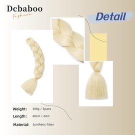 Dcbaboo Braids Extensions Synthetic Hair for Braiding 3 Pack 24 Inch Ombre Jumbo Braiding Hair Kanekalon Hair Extensions Braids Afro Crochet Box Braids Hair for Braids 300 g, Bleached Blonde