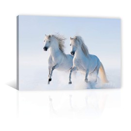 CANVAS REVOLUTION | Cuadro Decorativo Canvas Lienzo Impresión | Animales | Caballos En La Nieve | Diferentes Dimensiones Tamaños Medidas Disponibles | Decoración De Interiores | Cuadros Minimalistas Modernos | Cuadros Para Sala Comedor Recamara Oficina C