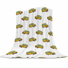 School Bus Blanket 50"x60" - Extra Soft Fleece Flannel Throw Blankets for Adults, Kids, Couples - Cozy Plush Blanket for Bed, Couch, Gift for Teachers, Bus Lovers