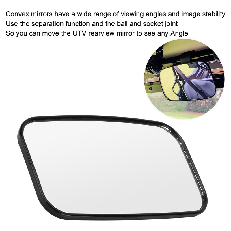 UTV Rearview Mirror Clear Panoramic ABS Glass Universal Modification for