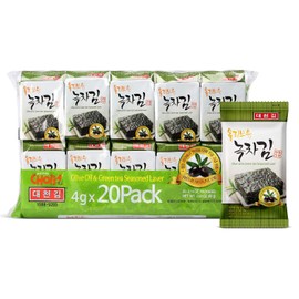 CHOI'S 1 Daechun(Choi's1) Seaweed Snack, (Pack of 20), Original, Sea Salt, Green Tea Powder, Product of Korea