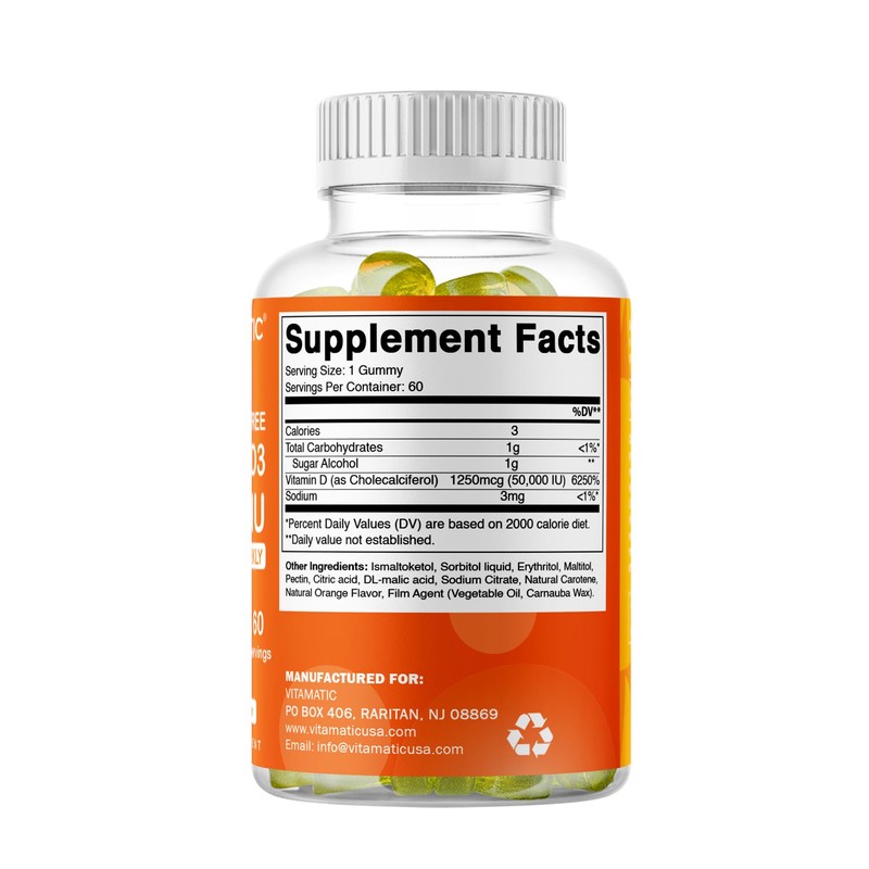 Vitamatic Sugar Free Vitamin D3 50,000 IU Weekly Supplement –