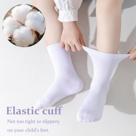 Marchare Boys Seamless Crew Socks School 8-12 Qwhite 3p Dressy Socks Uniform Athletic Calf Sock For Kids