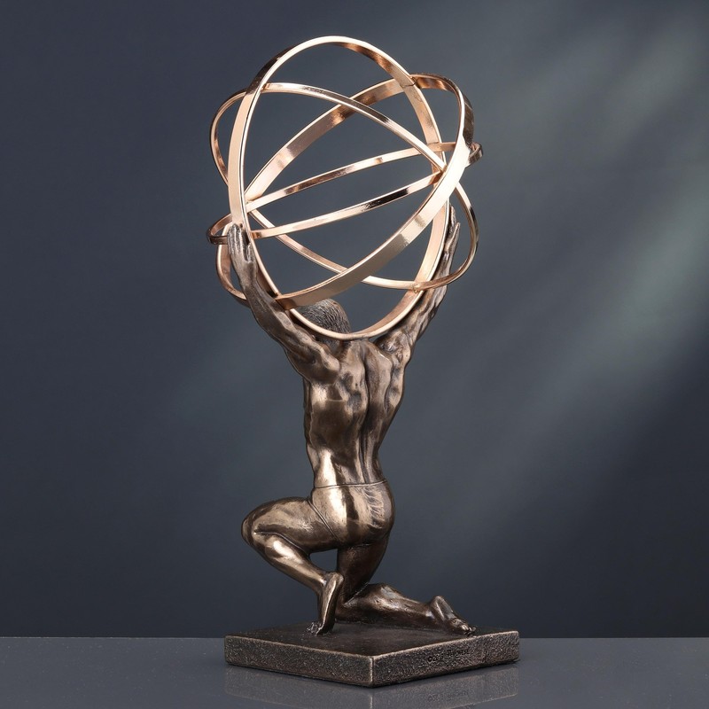 Veronese Design 9 Inch Atlas Carrying Celestial Sphere Statue Cold