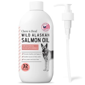 Pure Wild Alaskan Salmon Oil for Dogs - 32 oz. - Pump Cap Bottle - Contains Omega-3 and 6, Vitamin D, EPA, and DHA for Healthy Skin and Coat - Toxin Free