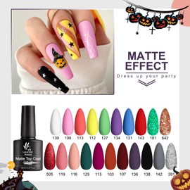 Lavender Violets 25 Pcs Gel Nail Polish Set, 21 Colors Gel Polish Red with Glitter Glossy Matte Gel Base and Top Coat Set for Nail Art C997