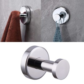 Wall Mount Bath Robe Towel Hook SUS304 Stainless Steel Wall Hook Heavy Duty Clothes Coat Hanger Round Shower Cloth Hanger for Bedroom Bathroom Kitchen(Polished Chrome)