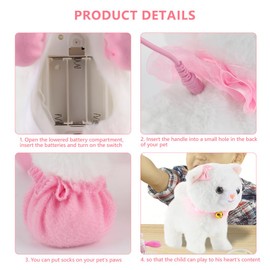 YANGUN Interactive Plush Toy Cat, Cuddly Toy Cat, White, Realistic Interactive Pet Cat, Plush Toy Cat with Remote Controlled that Runs, Barks and with The, Includes Cat Accessories