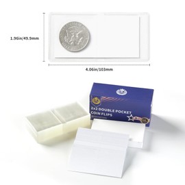 Boen 1200 Pieces 2x2 Double Pocket Coin Flip Clear Safe Long Term Storage Coin Sleeves Coin Collection Holder with Inserts