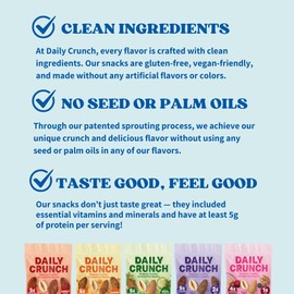 Daily Crunch Sprouted Almonds, 4oz Pantry Resealable Bags (Family Pack, 5 Pack) (Packaging May Vary, Contains: Dill Pickle, Cocoa and Sea Salt, Turmeric and Sea Salt, Nashville Hot,Cherry Berry)