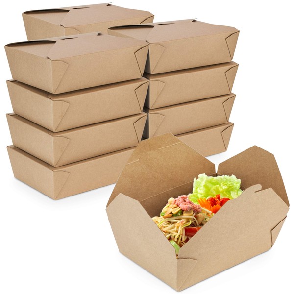 Fit Meal Prep 36 Pack 76 oz Disposable Take Out Containers Microwaveable Kraft Paper To Go Boxes for Food To Go Containers Takeout Containers Leakproof Greaseproof for Restaurants, Food Service, Party