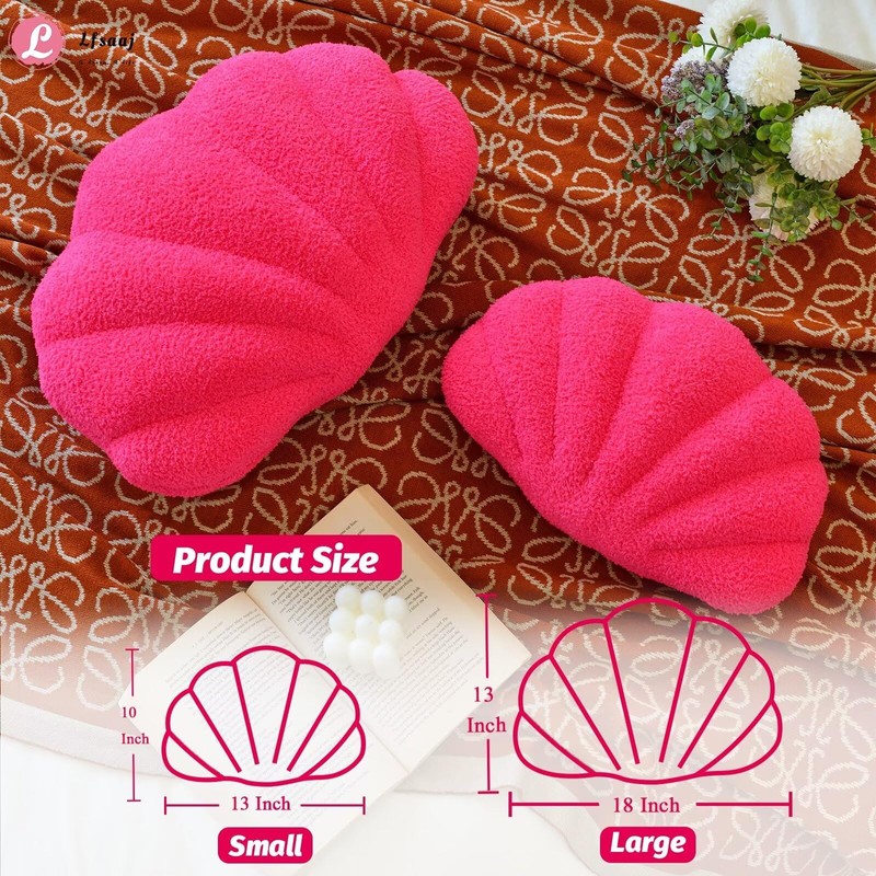 Lfsaaj Hot Pink Seashell Throw Pillows, Shell Shaped Throw Pillows,