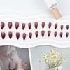 YOSOMK Medium Press on Nails Almond Burgundy Red Fake Nails