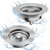 Kitchen Sink Drain Strainer, 3 in 1 All Stainless Steel