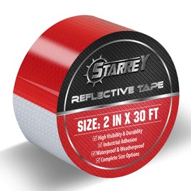 Starrey DOT-C2 Reflective Tape 2 in X 30 FT Red White Waterproof Outdoor Selfadhesive Trailer Tape Safety Caution Reflector Conspuicy
