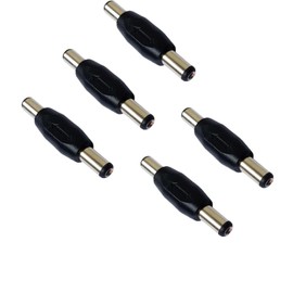 DC Male to Male Coupler, 5.5mm × 2.5mm Male to Male DC Power Jack Connector Adapter, for CCTV Camera, DVR, LED lamp Belt - (5 PCS)