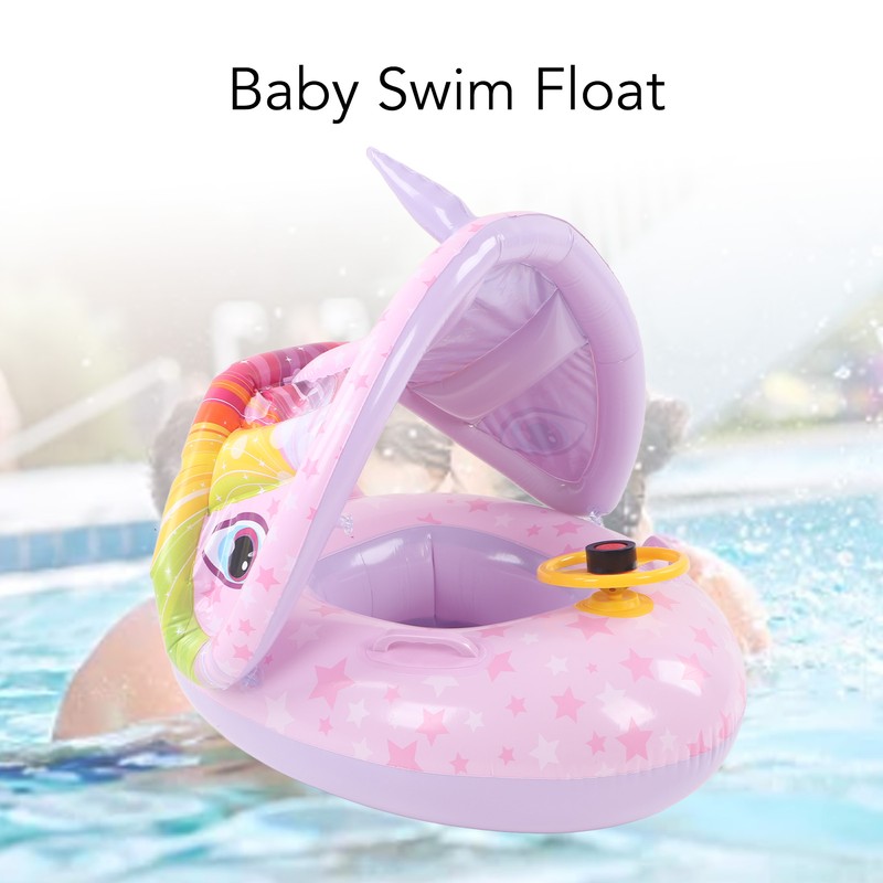 Inflatable Baby Swim Float Cartoon Shape Double Handle Inflatable Baby