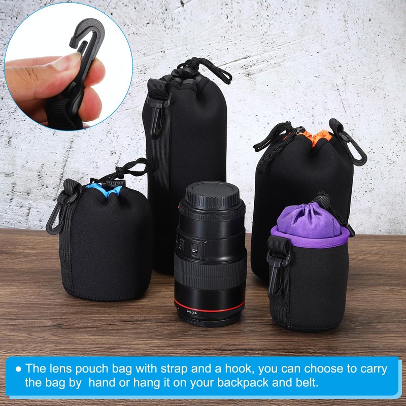 PATIKIL Camera Lens Bag, 3 Pcs 3.7" ID x 7.1"