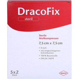DracoFix Gauze Swabs Sterile 8-Ply 7.5 x 7.5 cm Pack of 10