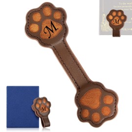 Incycall Magnetic Leather Bookmark, Cute Initial Magnetic Bookmarks Clip, Vintage Book Marker Clip Gifts for Readers, Kids, Book Lovers-M