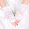 DreamHigh Women Wrist Length Lace Half Finger Gloves (White)