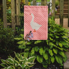 Caroline's Treasures BB7892GF Embden Goose Pink Check Garden Flag Mailbox Flag Decorative Yard Flag Banner Outside Patio Artwork Yard Flower Beds, Garden Size, Multicolor