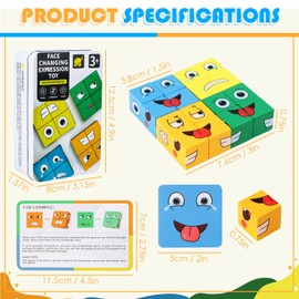 Wooden Cube Puzzle Toy, Puzzle Building Cube Faces, 16 Puzzle Building Cubes Magic Cube Toy, Montessori Puzzle Building Cube Game, Cube Puzzle Toy for Children 3+ Years