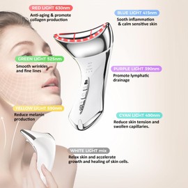 Neck and Face Sculptor with 7-in-1 Led for Skin Care,Water Resistant True Beauty Glow Facial Massager (White)