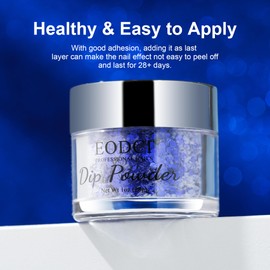 EODCI Dipping Powder, 28 g Blue Sequins Nail Dipping Powder, Nail Dipping Powder, French Nails Art Starter, Nail Dipping Powder Manicure Nail Art Set, No Need Nail Lamp
