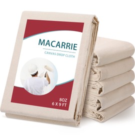 6 Pcs Drop Cloth for Painting, 6 x 9 ft Canvas Drop Cloth Double Stitched Thick Canvas Tarp Heavy Cotton Drop Cloth Painters Blanket for Furniture Floor Protection