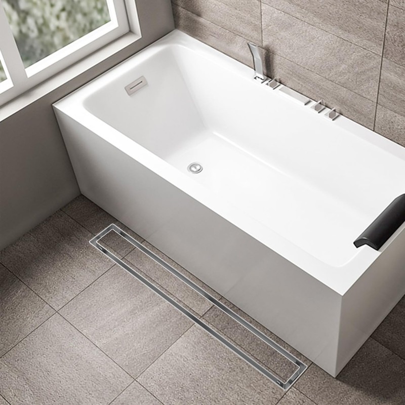 Bmvlffs Brushed Nickel 24-Inch Linear Shower Drain with Tile Insert