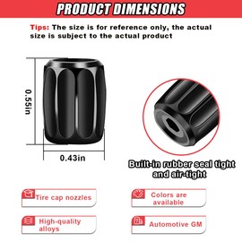 DUSCOKE 4 PCS Locking Car Tire Valve Stem Caps, Anti-Theft Wheel Valve Covers with Rubber Seal, Dust Proof Tire Air Stem Cover, Universal Auto Accessories for Car SUV Truck Motorcycle Bike (Black)