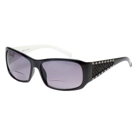 Calabria 829 Womens POLARIZED Bi-Focal Reading Sunglasses Black White/Grey+1.25