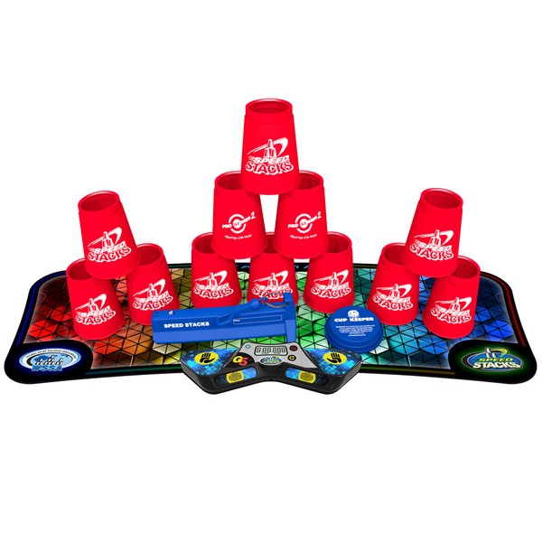 Speed Stacks | Sport Stacking Pro Competitor, Pro Series 2, Red - 12 Cups, pro Holding stem, with G5 Timer and mat | WSSA Approved
