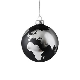Gift Company - Christmas Tree Decoration - Globe - Black Silver - Diameter: 10 cm