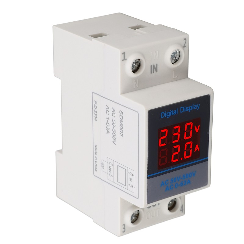 Voltage Current Meter Din Rail Double Display Display Monitor Single