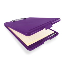 Super Z Outlet Slim Plastic Nursing RN Style Coaches Clipboard with Open Foldable Storage, Classroom Teacher College Size (9.5" x 13.5") (Purple)