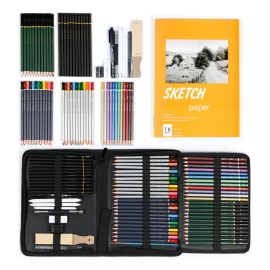 72 Piezas Kit De Lápices De Dibujo, Arte Dibujo Profesional Para Colorear, Pintura Y Boceto, Incluye Carboncillo, Bosquejo, Lápices De Colores, Libro De Bocetos, Estuche Portátil Y Más