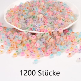 Zsail Letter Beads 1200 Pieces Acrylic Alphabet Letter Beads A-Z Letter for Jewellery Making (Glow in the Dark Colour)