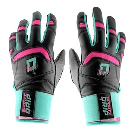 Sportz Drip Batting Gloves (Black/Pink) - Genuine Leather Gloves for Baseball & Softball Players - Unisex-Youth, Unisex-Adults (Youth Small/Medium)