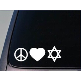 Peace Love Israel Sticker *H75* 8" Vinyl Star of David