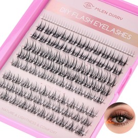 Lash Clusters DIY Eyelash Extensions 124 PCS Clusters Lashes 10-14mm Mixed D Curl Mega Volume Individual Lashes Fluffy Wispy Reusable Thin Band Eyelash Clusters Extensions DIY at Home